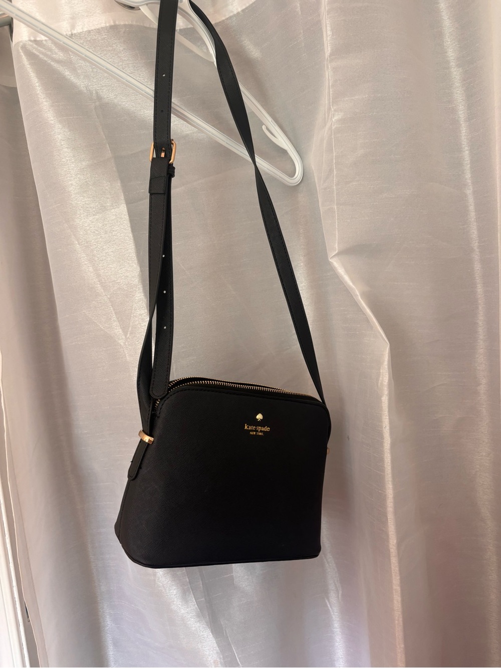 kate spade black crossbody with gold hardware